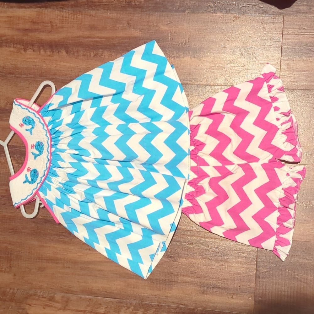 Babeeni Whale Smocked Baby Girl Outfit, 12M